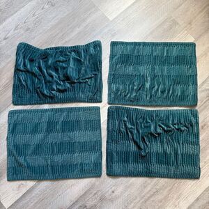 Pleated Velvet Placemats Teal Green Set Of 4 Dining Room Accents
